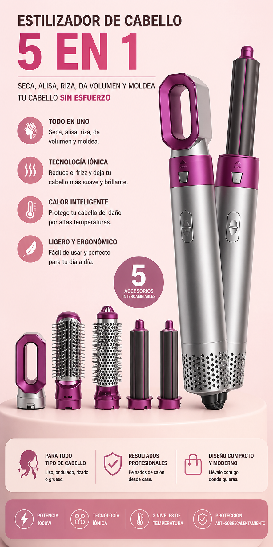 Estilizador de cabello 5 en 1