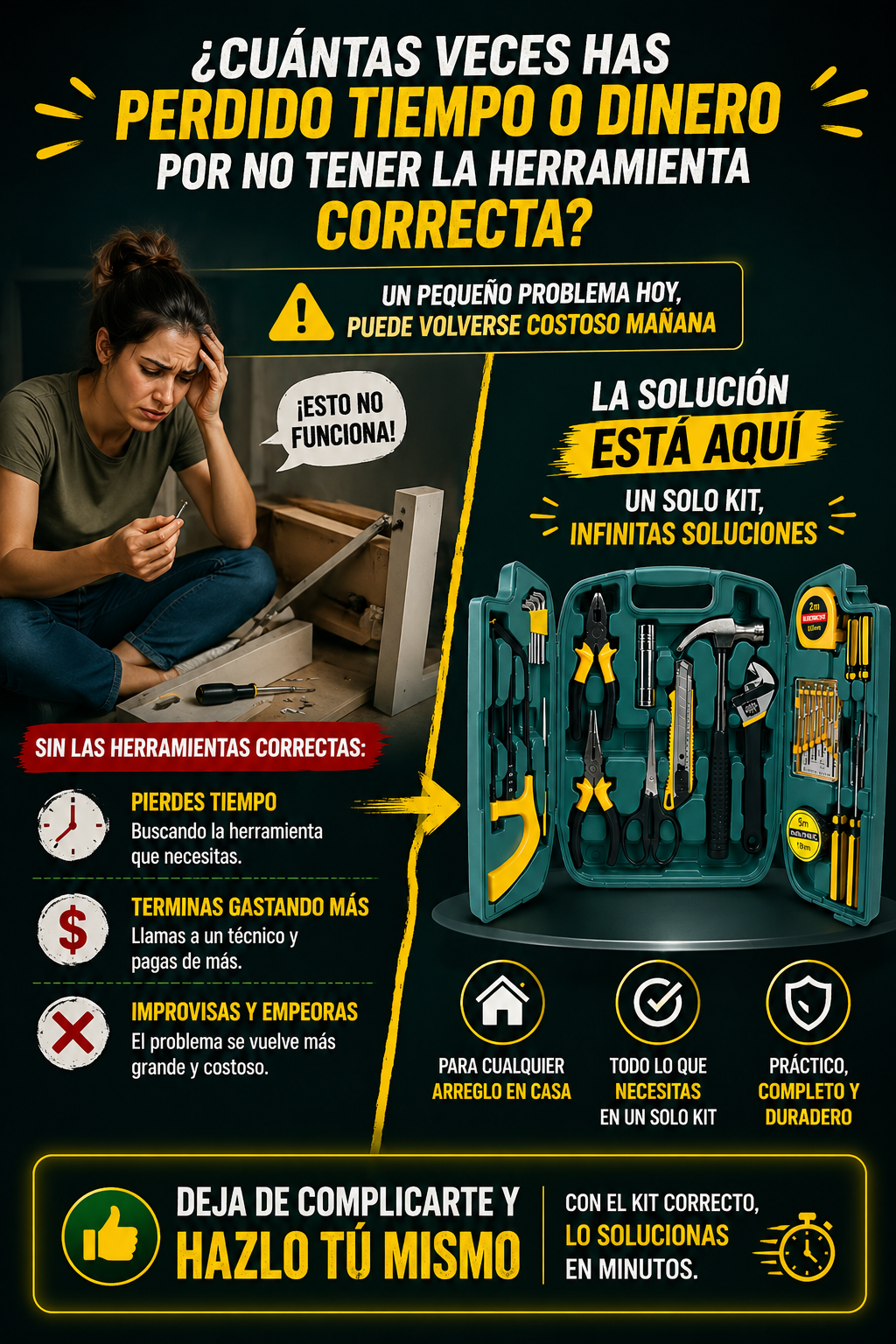 KIT DE HERRAMIENTAS 27 PIEZAS CON MALETIN PORTATIL