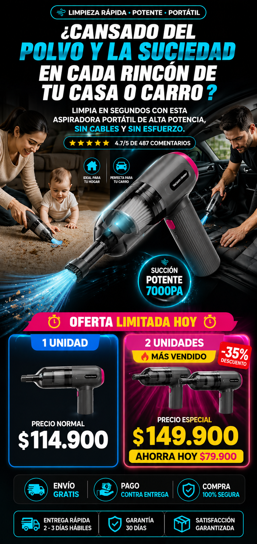 Aspiradora 7 en 1 multifuncional
