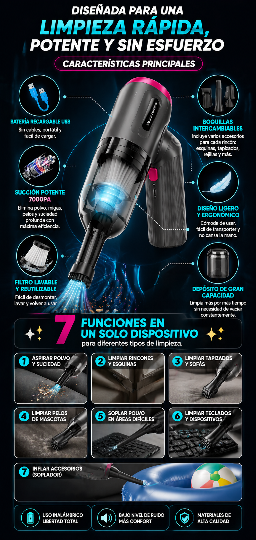 Aspiradora 7 en 1 multifuncional