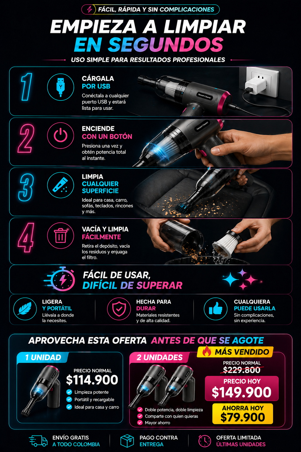 Aspiradora 7 en 1 multifuncional