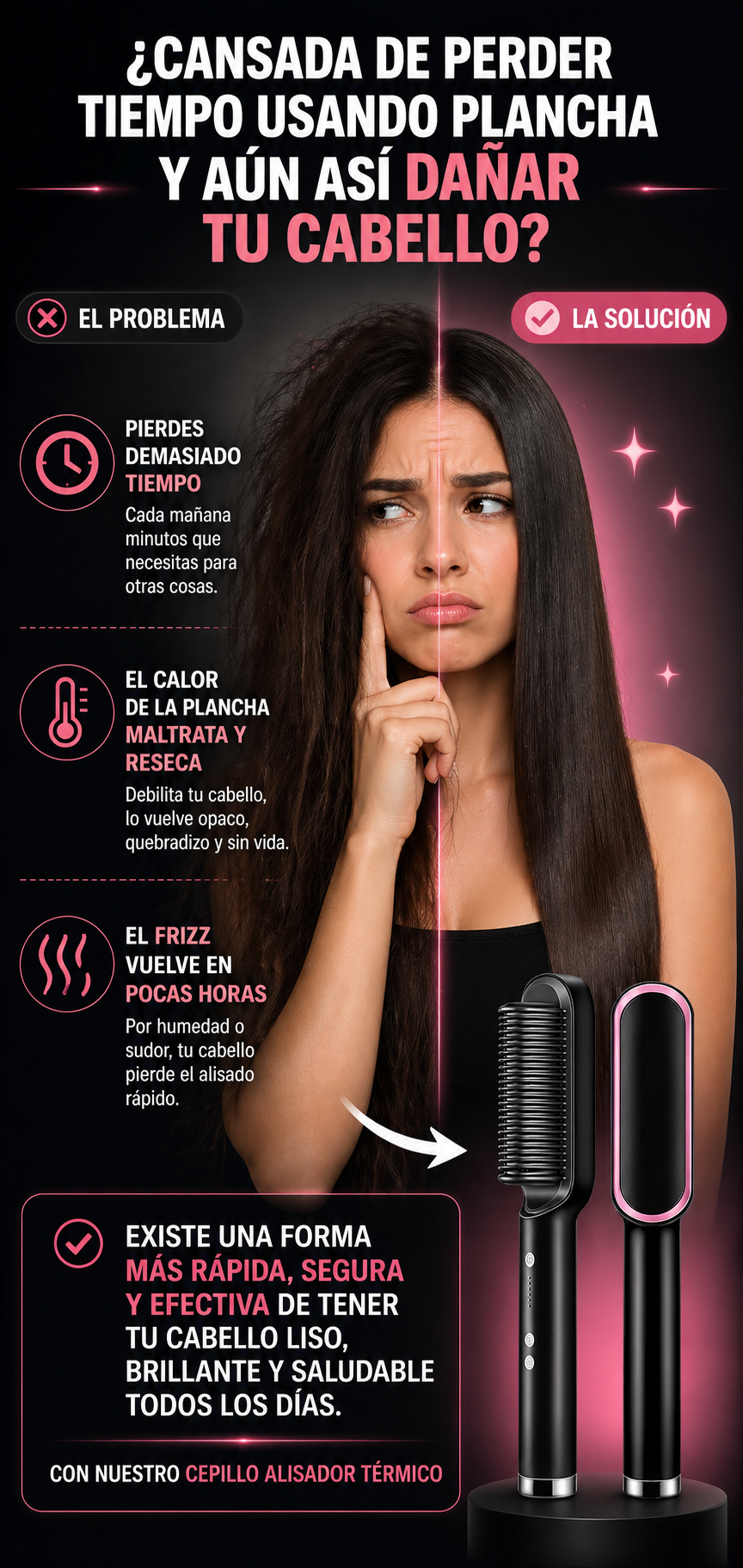 Cepillo Plancha Secador 2 en 1 Alisador