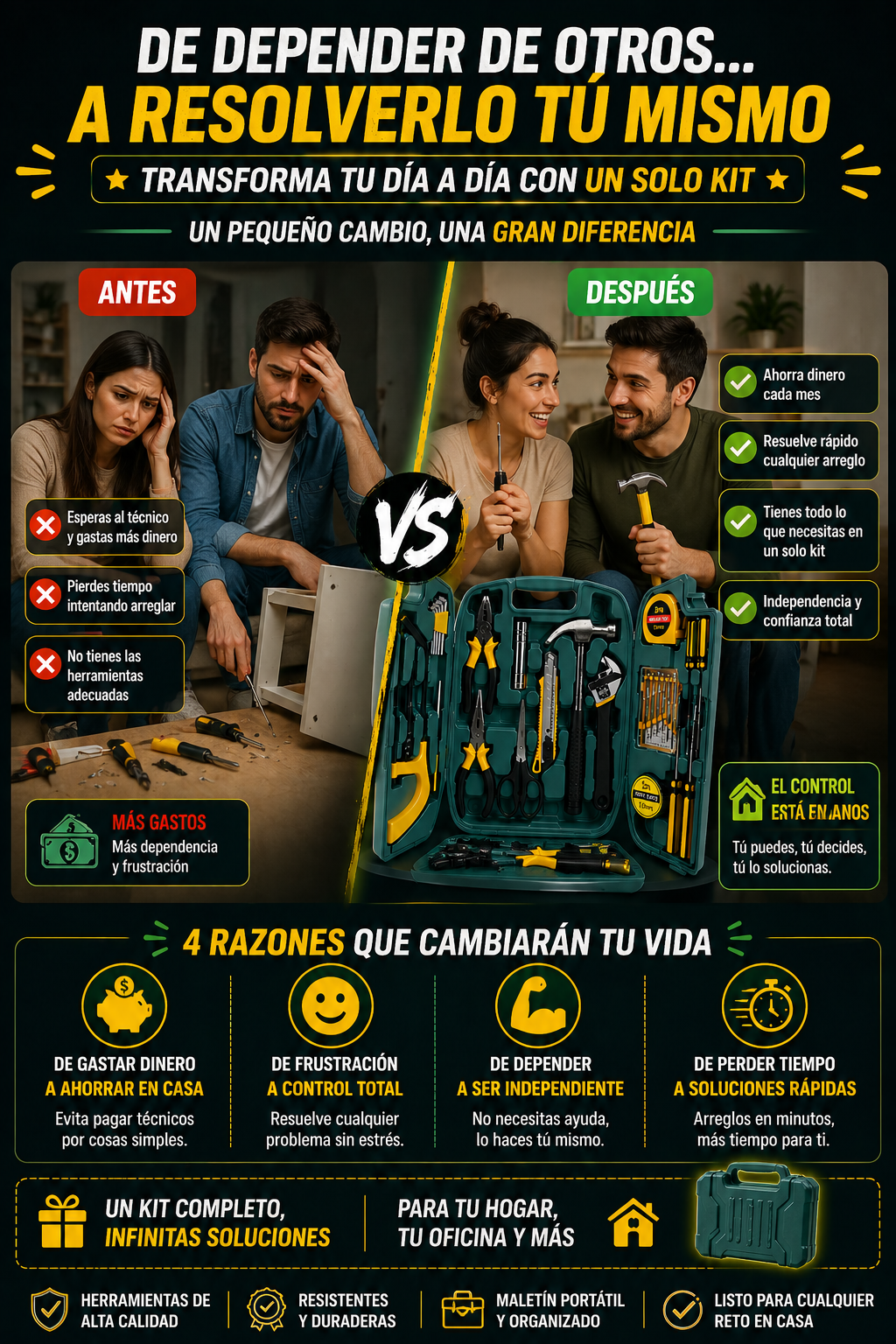 KIT DE HERRAMIENTAS 27 PIEZAS CON MALETIN PORTATIL