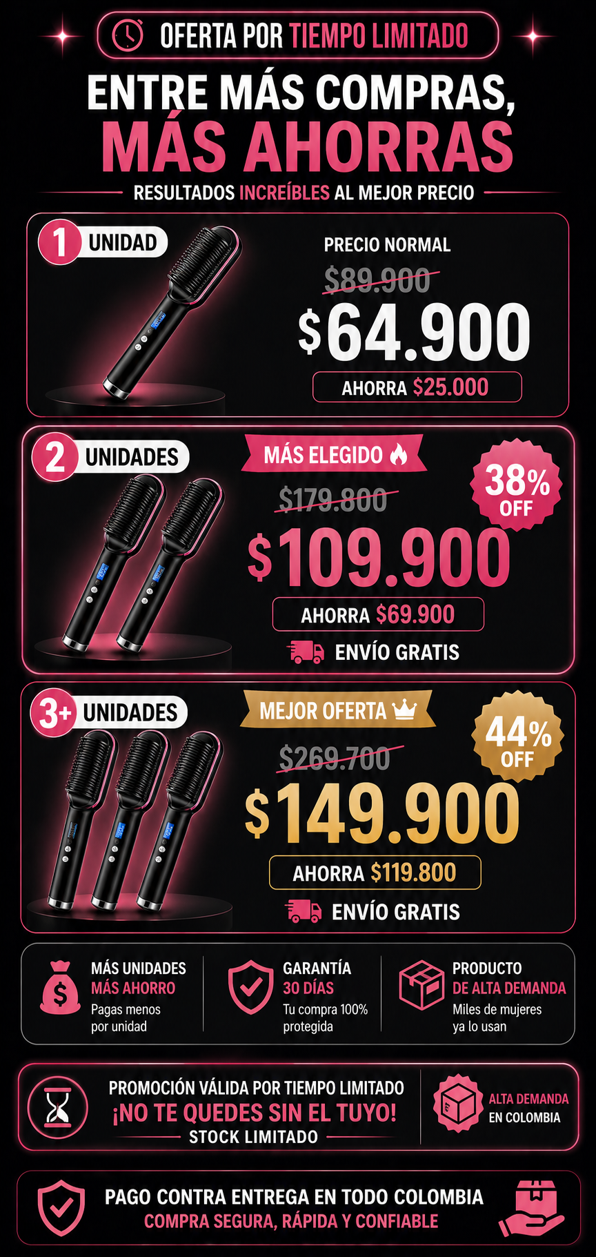 Cepillo Plancha Secador 2 en 1 Alisador